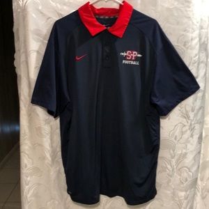 NIKE DRI-FIT BLUE/RED PERFORMANCE GOLF POLO SHIRT